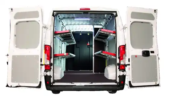 Delivery van with Express Courier shelving